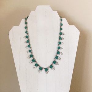 LOFT Teal Cabochon Crystal Necklace